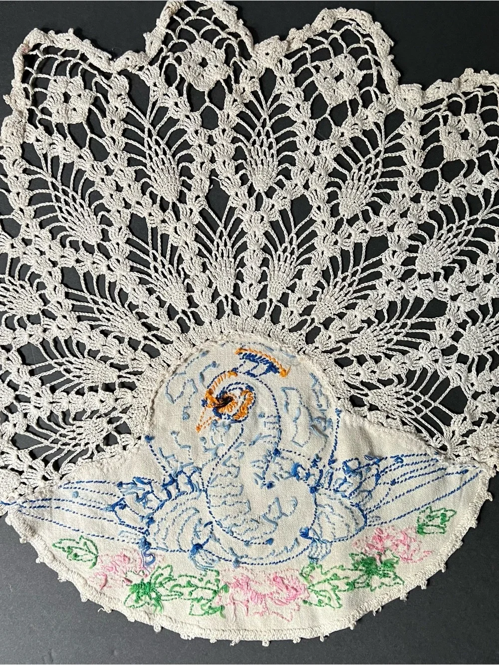 Vintage Peacock Antimacassar 1920-1940